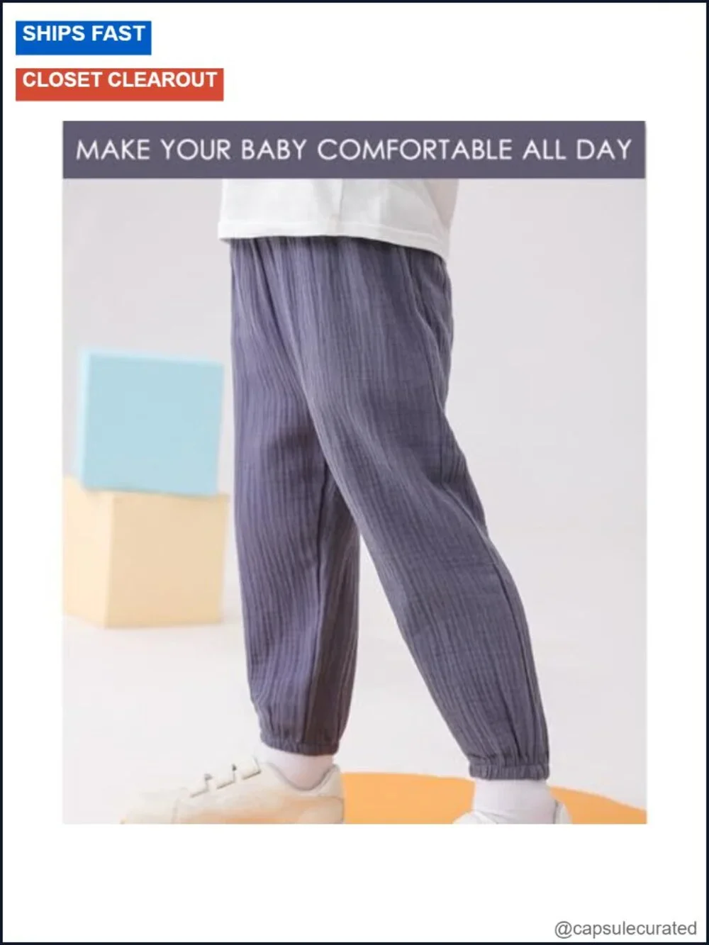 4 Pack Cotton Linen Harem Pants for Toddler Boys Girls Elastic Waist